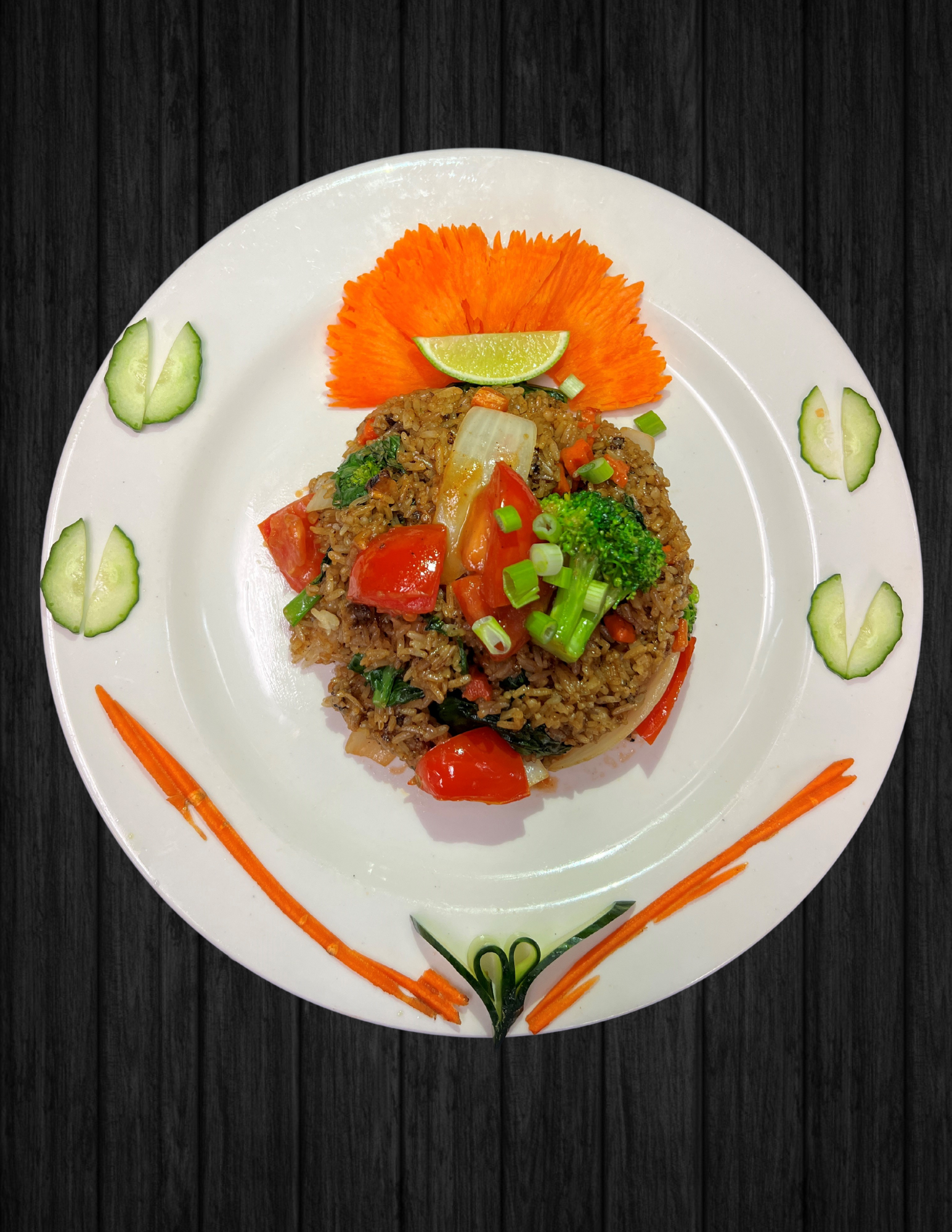 Thai entree with rice and vegetables
